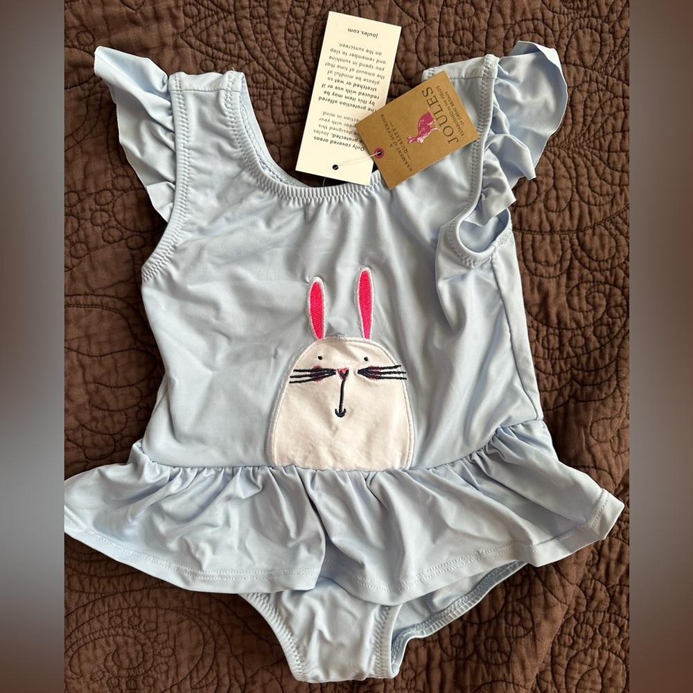 NWT Joules 🇬🇧 - Blue Bunny Girls Swimsuit - 12-18M